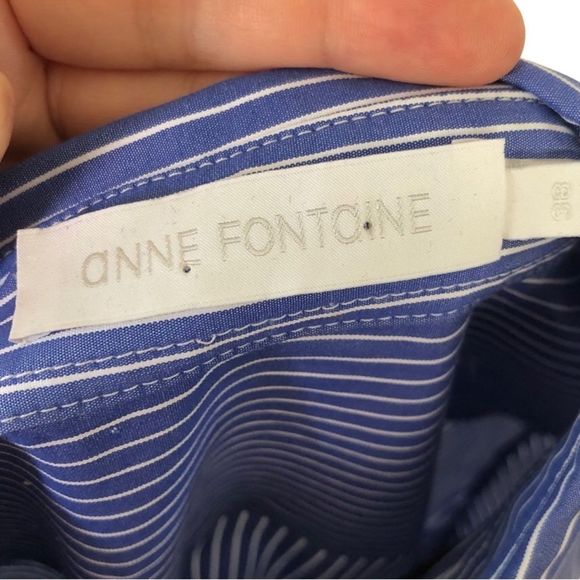 Anne Fontaine | Veleda Shirt Dress Blue White Stripe Button Up - Picture 8 of 9